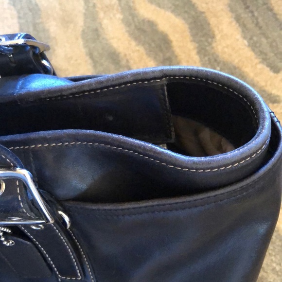 Coach black leather diaper bag with changing mat - Picture 7 of 8